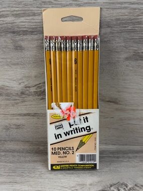 Vintage Empire Pencil Corporation Medium No. 2 Yellow Pencils Pack of 10 New
